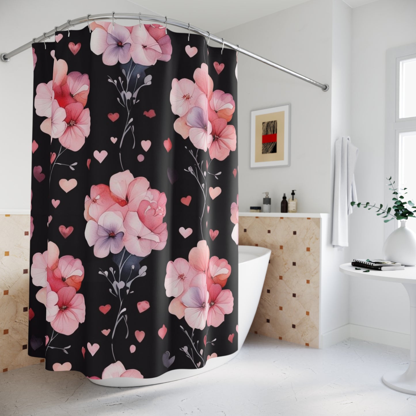 Hydrangea Hearts Shower Curtain